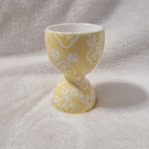 Pottery Barn Vintage Egg Cup 3 3/8" H Easter Egg Decor Collectible Yello,white